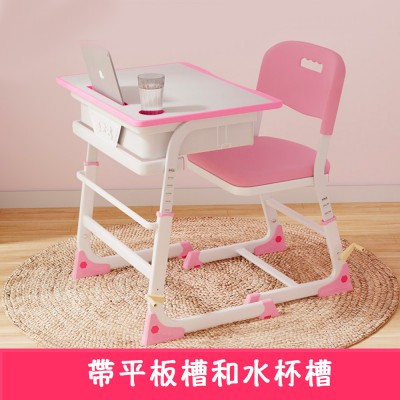 高密度中纖板手攪升降學生桌椅