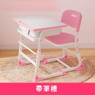 高密度中纖板手攪升降學生桌椅