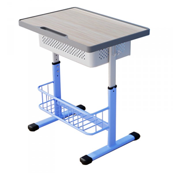 高密度中纖板帶筆槽學生課桌可升降帶書架