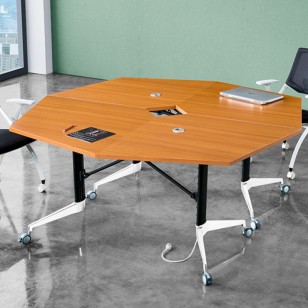 (訂製款)可移動中央摺疊箭形培訓桌/會議桌
