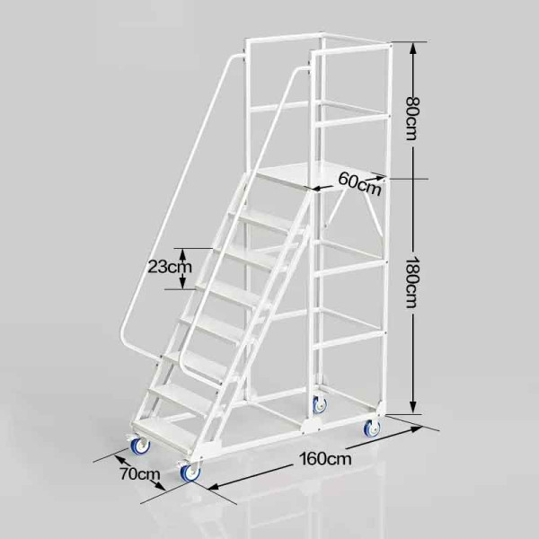 離地1.8米可移動登高梯倉庫平台梯八步梯