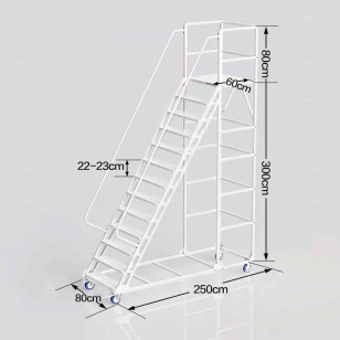 離地3米可移動登高梯倉庫平台梯十三步梯