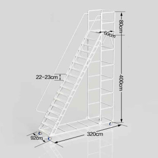 離地4米可移動登高梯倉庫平台梯十七步梯