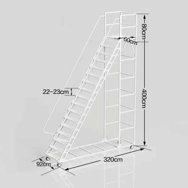 離地4米可移動登高梯倉庫平台梯十七步梯