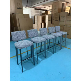 北歐風布藝軟墊靠背高腳凳