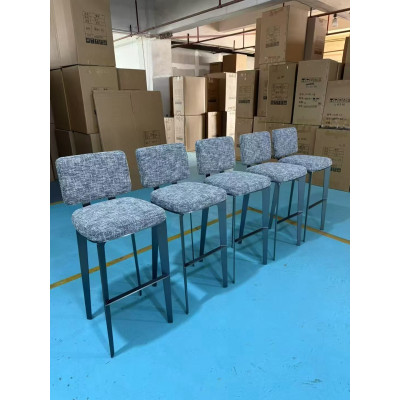 北歐風布藝軟墊靠背高腳凳