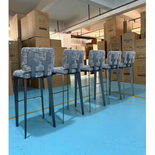 北歐風布藝軟墊靠背高腳凳