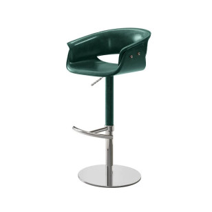 北歐風帶腳踏皮藝軟墊靠背鏤空高腳凳