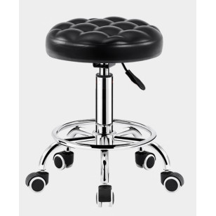 簡約可升降帶輪皮藝不鏽鋼圓凳