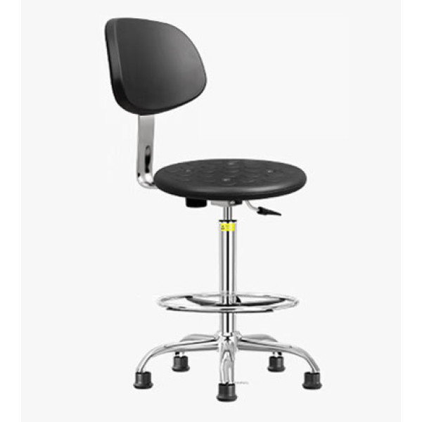 簡約可升降帶輪不鏽鋼靠背圓凳