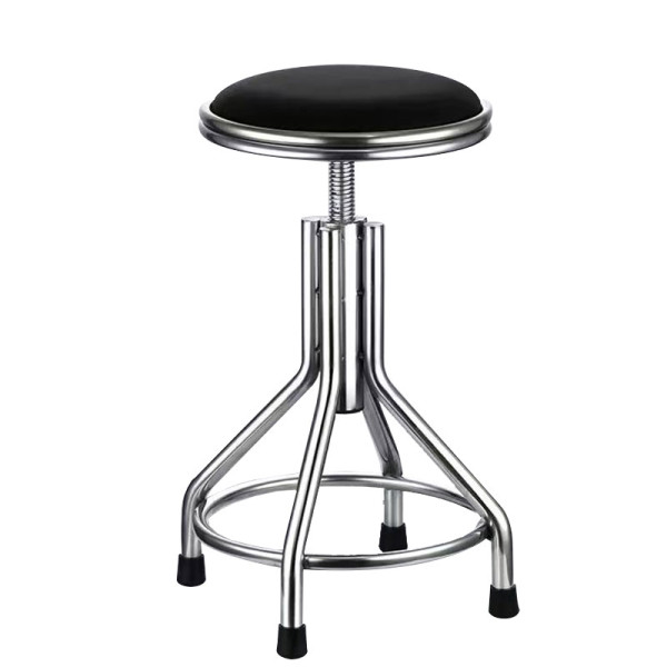簡約可升降皮藝不鏽鋼圓凳