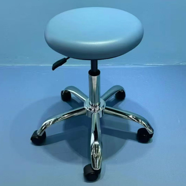 簡約可升降帶輪不鏽鋼圓凳