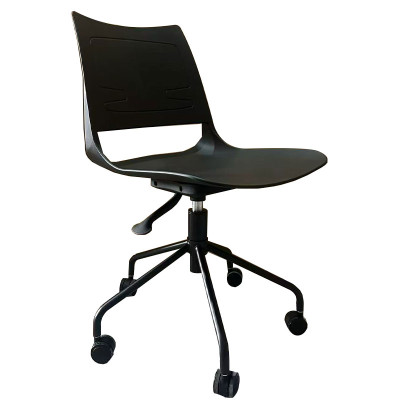 簡約可升降帶輪不鏽鋼硬座辦公椅