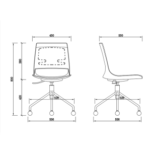 簡約可升降帶輪不鏽鋼硬座辦公椅