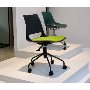 簡約可升降帶輪不鏽鋼硬座辦公椅