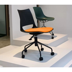 簡約可升降帶輪不鏽鋼硬座辦公椅