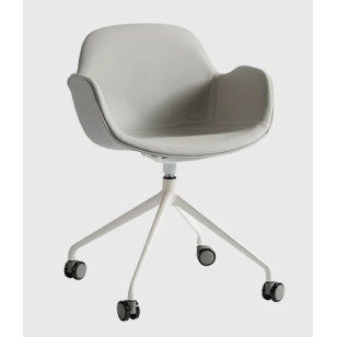 簡約帶輪不鏽鋼皮藝休閒辦公椅