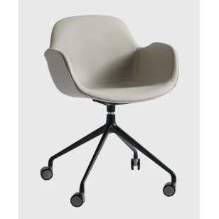 簡約帶輪不鏽鋼皮藝休閒辦公椅