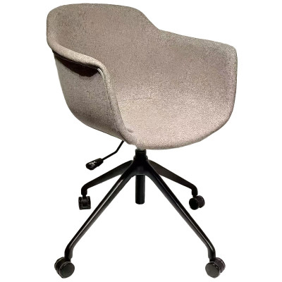 簡約帶輪不鏽鋼布藝休閒辦公椅