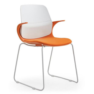 簡約帶把手布藝軟墊休閒椅