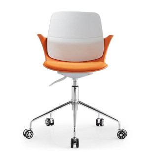 簡約不鏽鋼可移動升降布藝休閒辦公椅