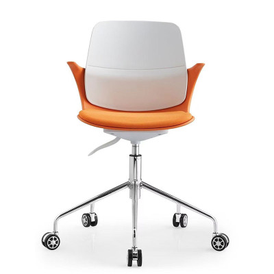 簡約不鏽鋼可移動升降布藝休閒辦公椅