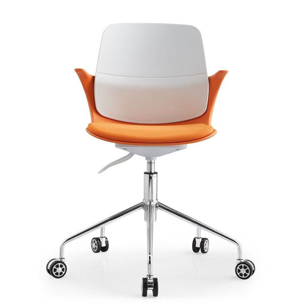 簡約不鏽鋼可移動升降布藝休閒辦公椅