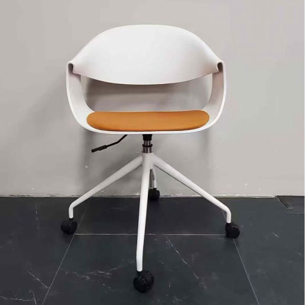 簡約不鏽鋼可移動升降軟墊休閒辦公椅