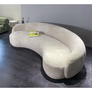 簡約月形灰色多人沙發