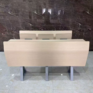 簡約3座禮堂會議桌椅一體條桌