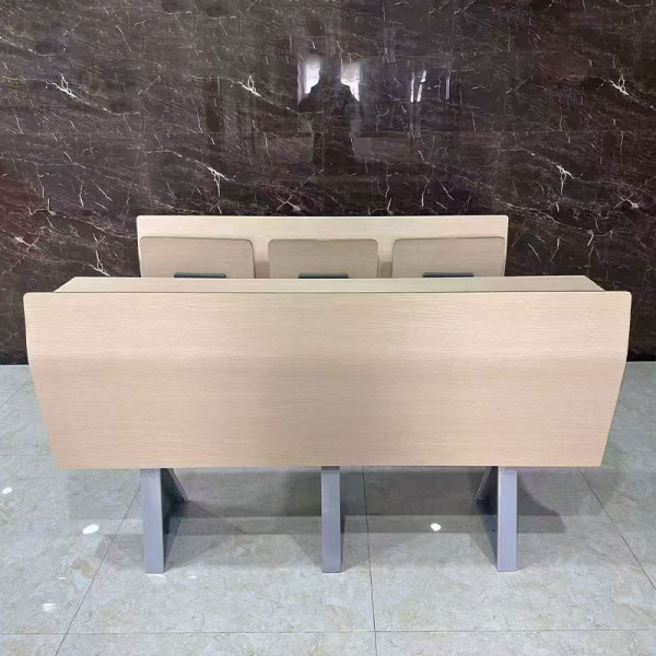 簡約3座禮堂會議桌椅一體條桌