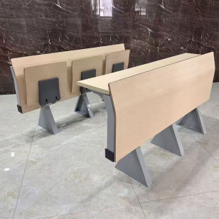 簡約3座禮堂會議桌椅一體條桌