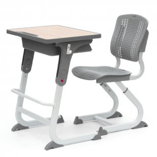 高密度中纖板注塑封邊凹型筆槽手攪升降學生桌椅 手攪升降課桌椅﹙中學版﹚