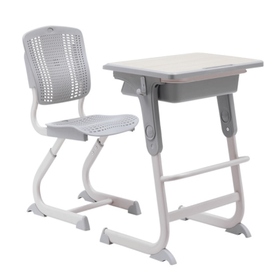 高密度中纖板注塑封邊凹型筆槽手攪升降學生桌椅 手攪升降課桌椅﹙中學版﹚