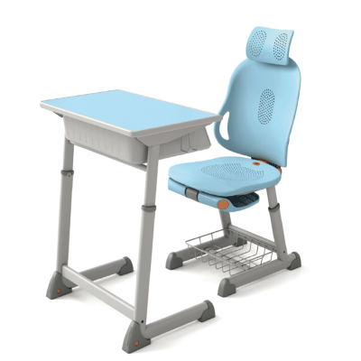 高密度中纖板注塑包邊斜邊設計可升降學生桌椅 可升降課桌椅