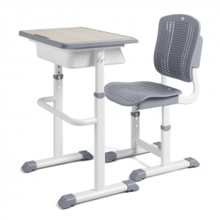 高密度中纖板注塑封邊凹型筆槽可升降學生桌椅 可升降課桌椅 