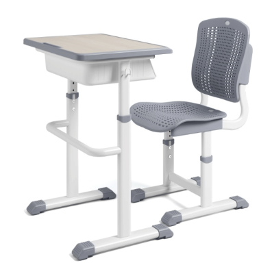 高密度中纖板注塑封邊凹型筆槽可升降學生桌椅 可升降課桌椅 