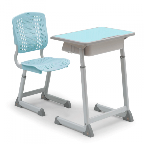 高密度中纖板手攪升降學生桌椅課桌椅（中學款）
