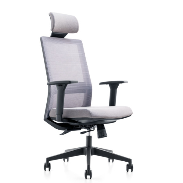 帶頭枕的高靠背辦公網眼椅工程學椅