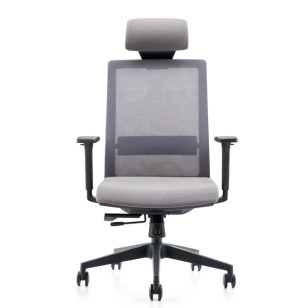 帶頭枕的高靠背辦公網眼椅工程學椅
